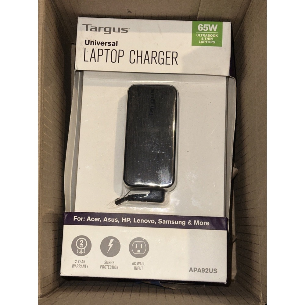 Targus 65W Universal Laptop Charger with 5 Interchangeable Power Tips Brand NEW!